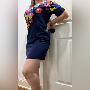 Comfortable blue-floral dress, perfect for casual and formal events